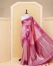 Pastel pink double shade colour soft silk saree