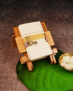 Cream Coloured Cotton Double Dhoti Finished with Onam Themed Prints & Gold Kara