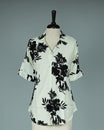 Off White colour Top with Kodi Print work on body, collar design, With sleeve.