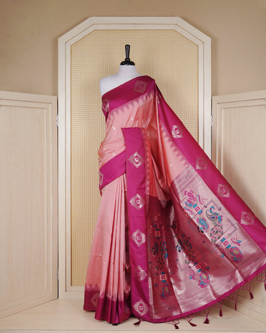 Peach colour soft silk saree