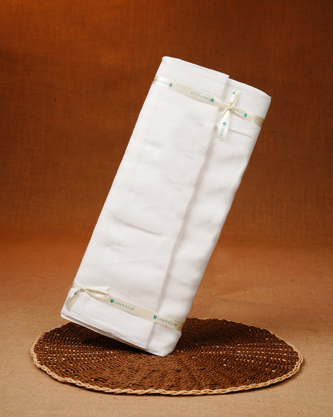 White colour Pure Linen Double dhoti With white border.