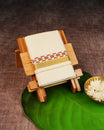 Cream Coloured Cotton Double Dhoti Finished with Traditional Art Form Prints & Gold Kara