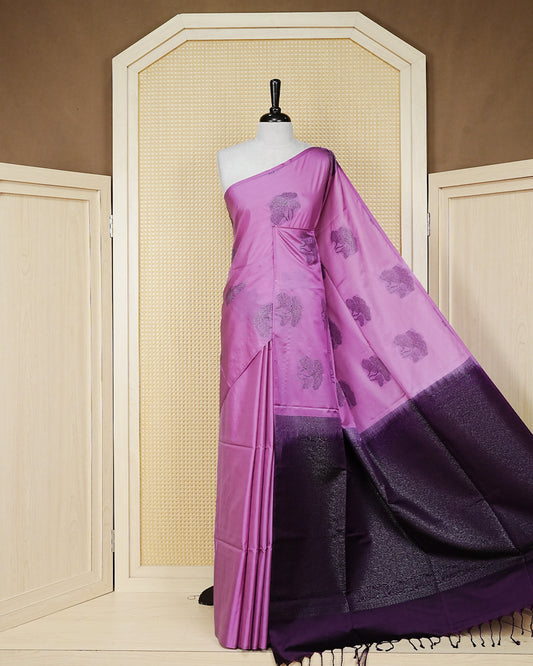 Light orchid colour soft silk saree