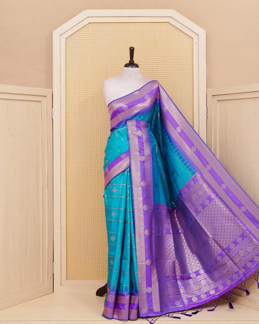 Tortoise blue colour soft silk