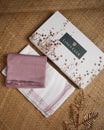 Mauve colour linen shirt material with matching Single Dhoti Set.