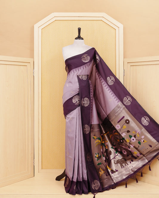 Lilac lavender colour soft silk saree