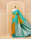 Olive & green double shade colour soft silk saree
