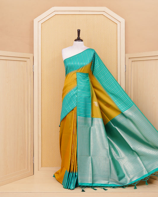 Olive & green double shade colour soft silk saree
