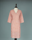 Peach Colour Kurti featuring print Work On body , a V neckline, With sleeve.