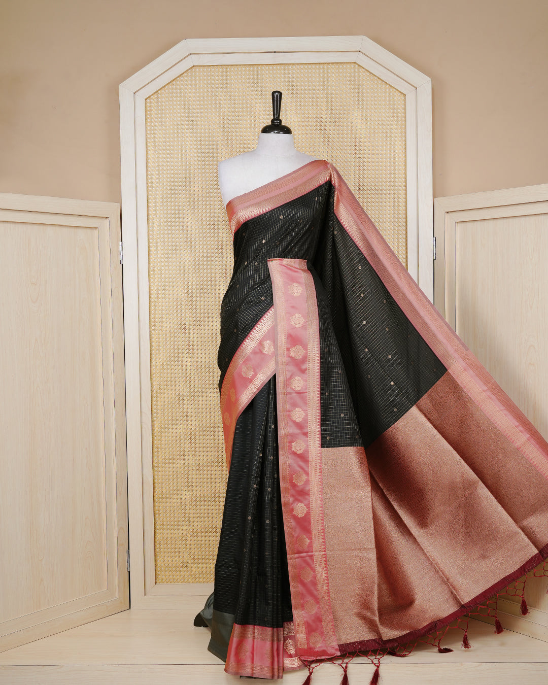 Black colour soft silk saree