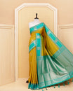 Olive & green double shade colour soft silk saree