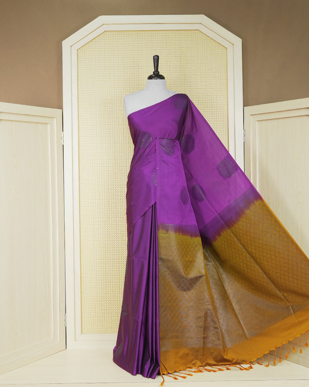 Purple colour soft silk saree