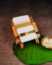 Off White Colour Cotton Double Dhoti Finished With A Classic  Gold kara.