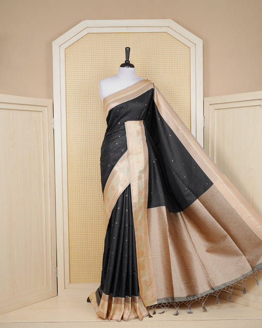 Black colour soft silk saree