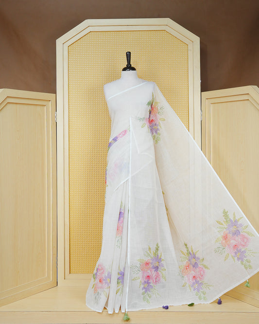 Light Green colour linen tissue saree.
