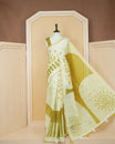 Peppermint & Olive green colour semi linen saree