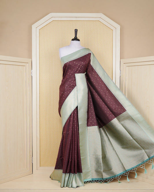 Brown colour soft silk saree