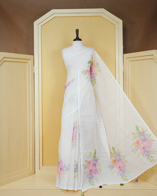 Light Pink colour linen tissue saree.