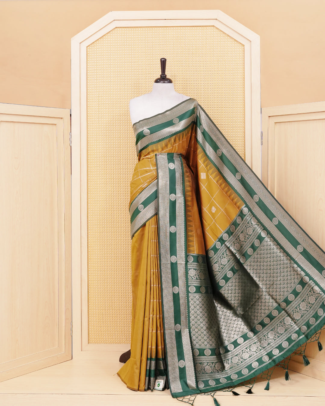 Mustard colour soft silk saree