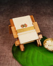 Cream Coloured Cotton Double Dhoti Finished with Traditional Art Form Prints & Gold Kara