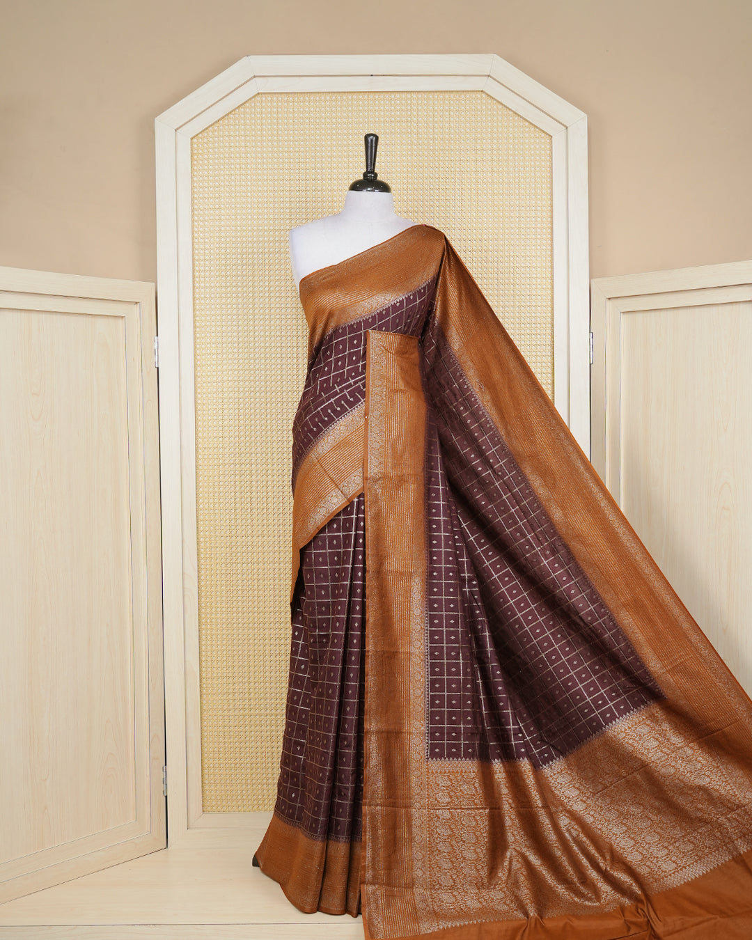 Coffee brown colour soft silk saree