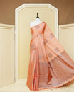 Pastel peach colour soft silk saree