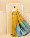 Mehandi colour semi silk saree.
