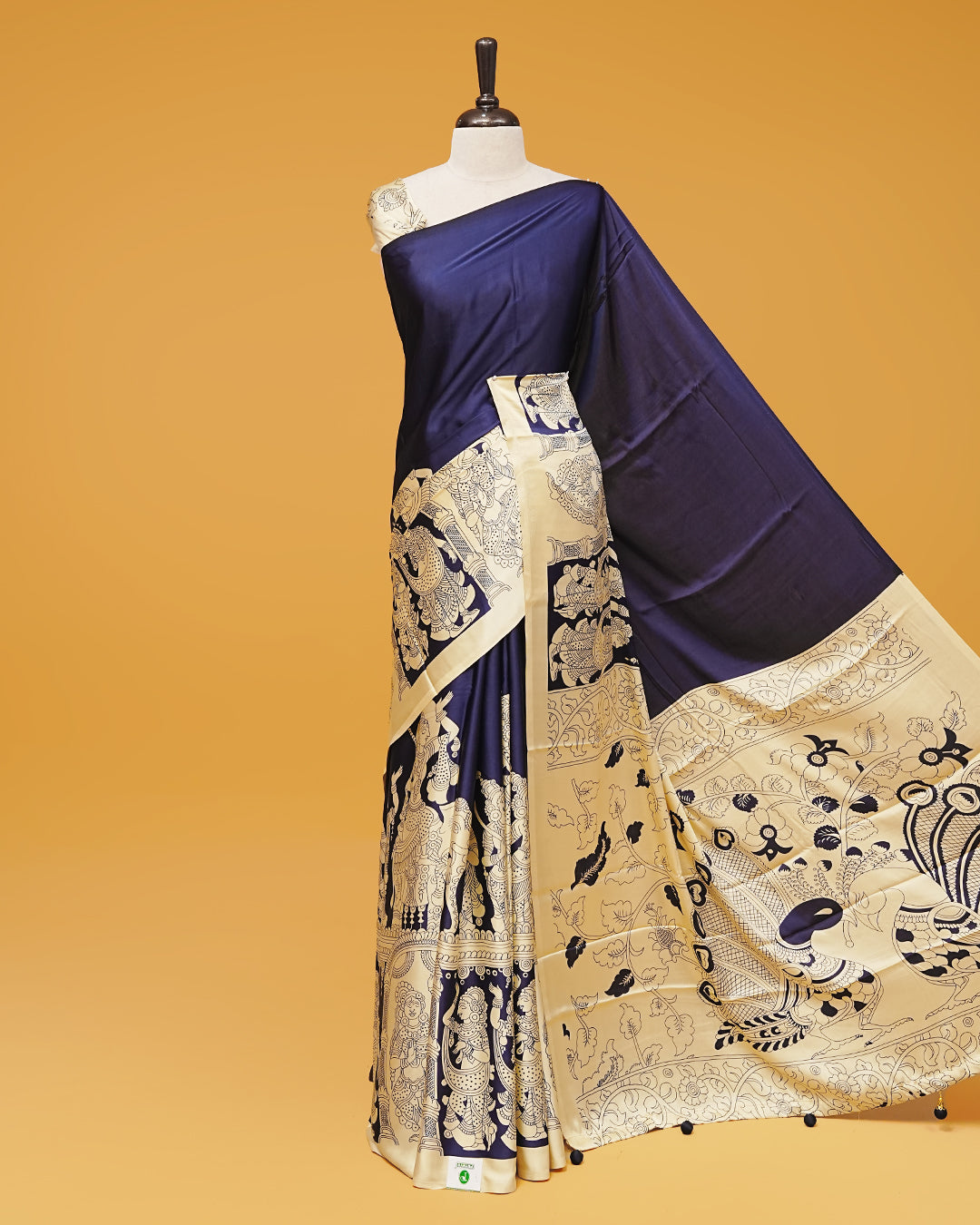 Navy Blue & Cream Colour Modal Saree