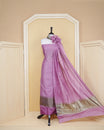 Dusty Lavender Colour Mul Chanderi Salwar Material Featuring Gold Zari Buttas on body, Paired With Matching Mottom & Elegant Dupatta