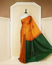 Mustard orange colour soft silk saree