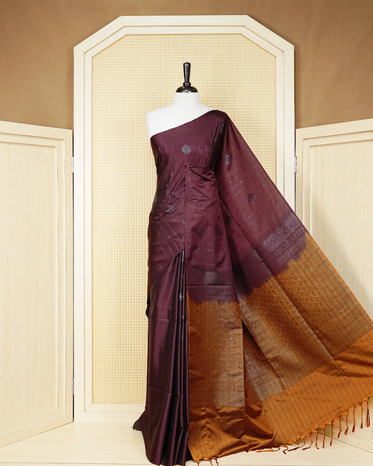 Wine colour soft silk saree