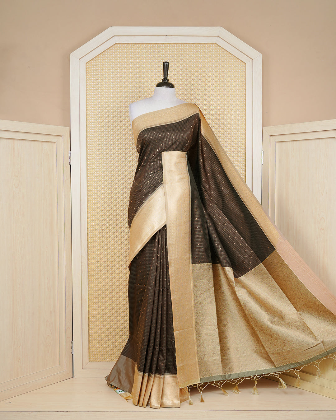 Coffee Brown colour soft silk saree
