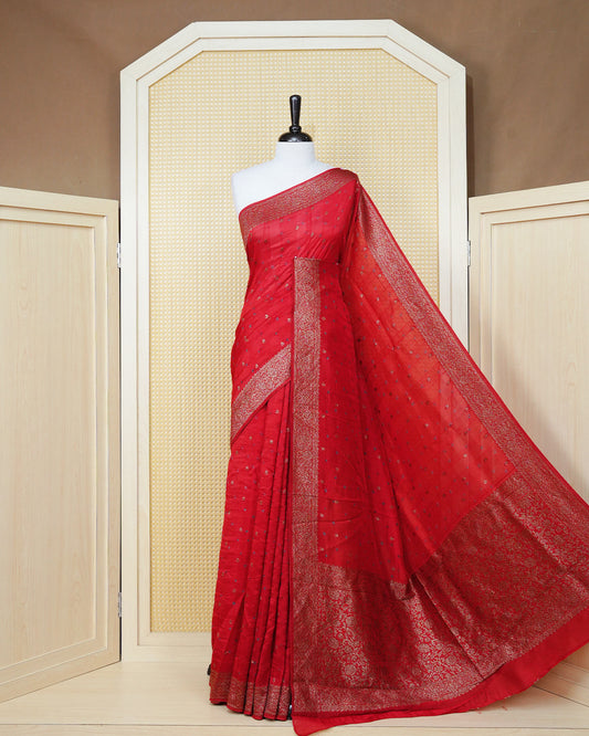 Red Colour banaras bandhani saree