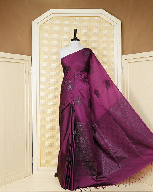 Wine colour soft silk saree