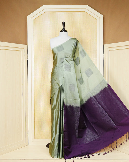 Sage green colour soft silk saree
