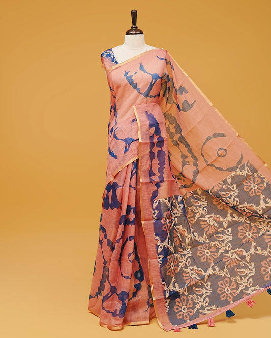 Mauve Colour Semi Linen Saree