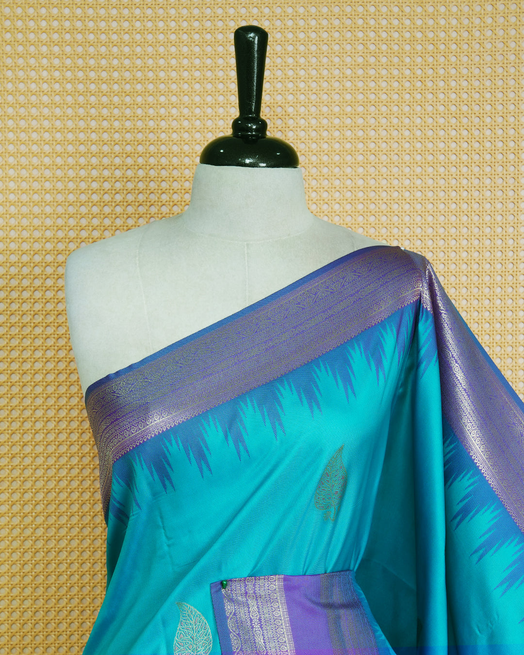 Sea blue colour soft silk saree