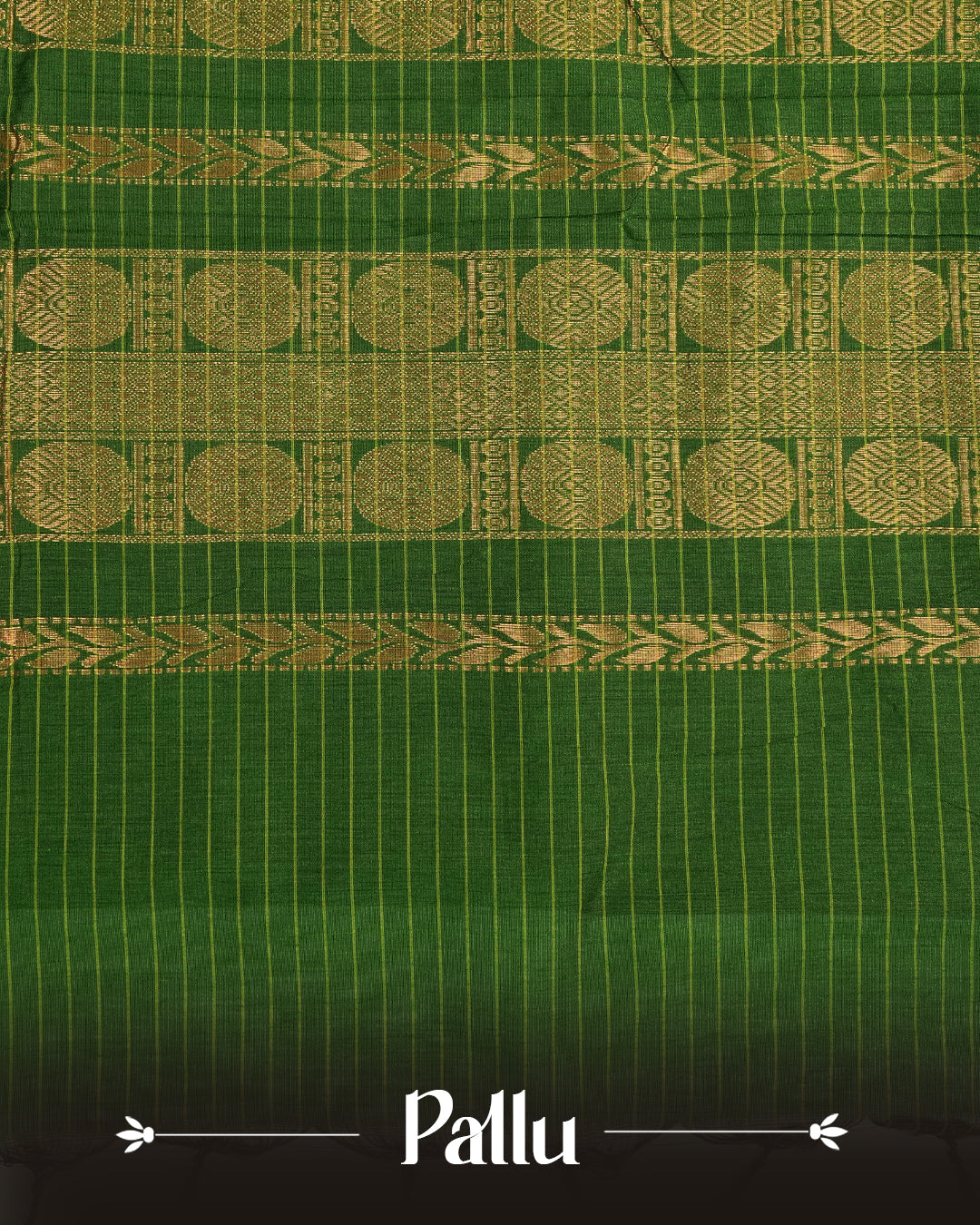 Green colour kalyani cotton saree featuring zari check pattern on body, complemented by Contrast colour with Antique zari border, paired with matching blouse piece