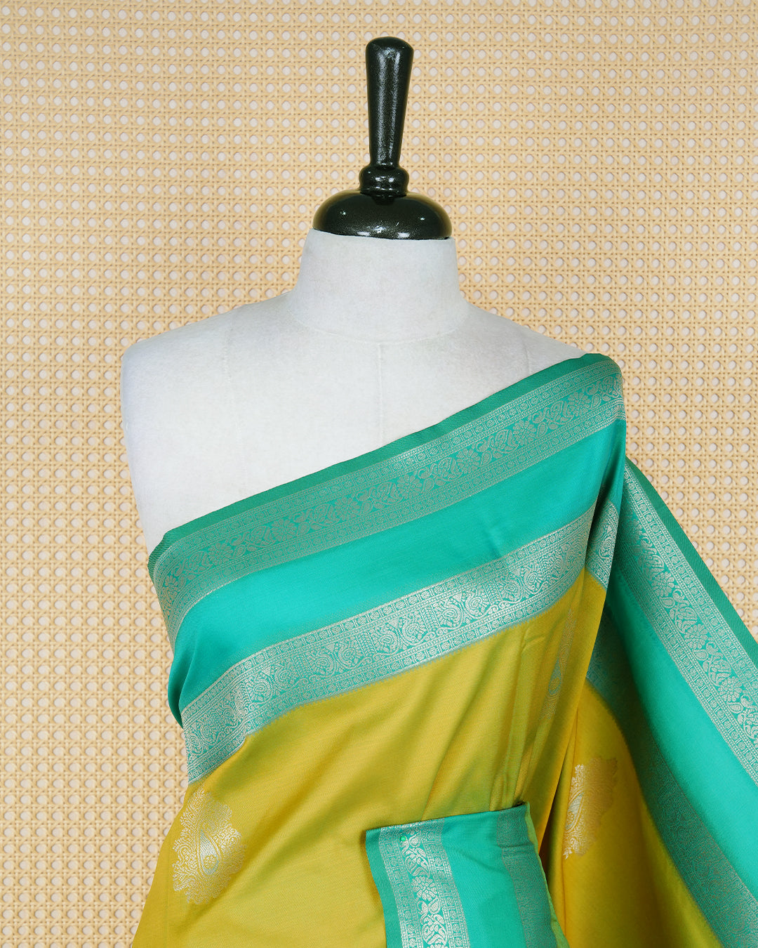 Olive & green double shade colour soft silk saree