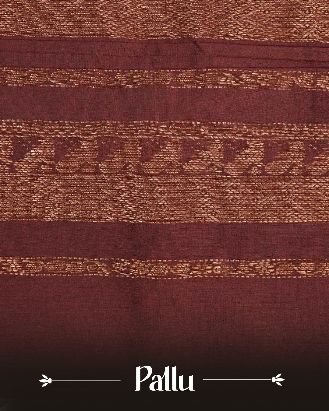 Green Colour Kalyani Cotton Saree Featuring Copper Zari Check Pattern On Body, Complemented By Maroon Colour With Antique Zari Border,Paired With Matching Blouse Piece.