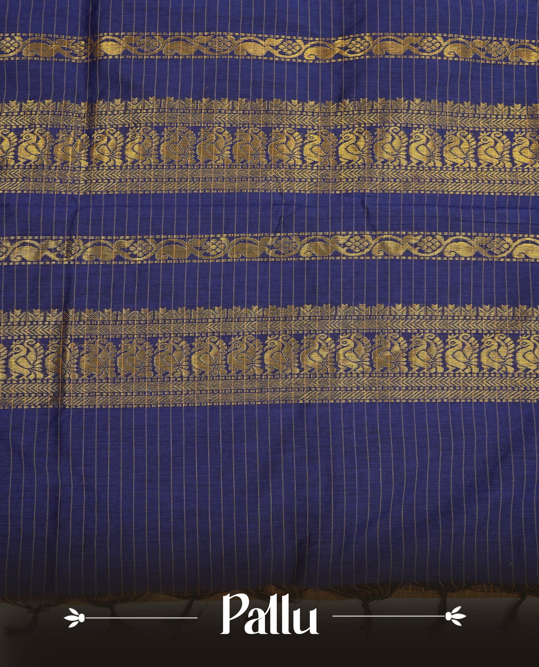 Mustard colour kalyani cotton saree featuring gold zari check pattern on body, complemented by Violet colour with Antique zari border, paired with matching blouse piece