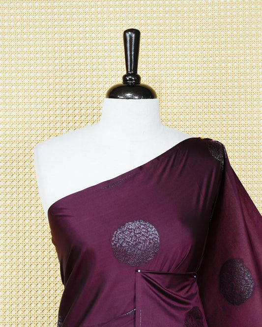 Deep plum colour soft silk saree
