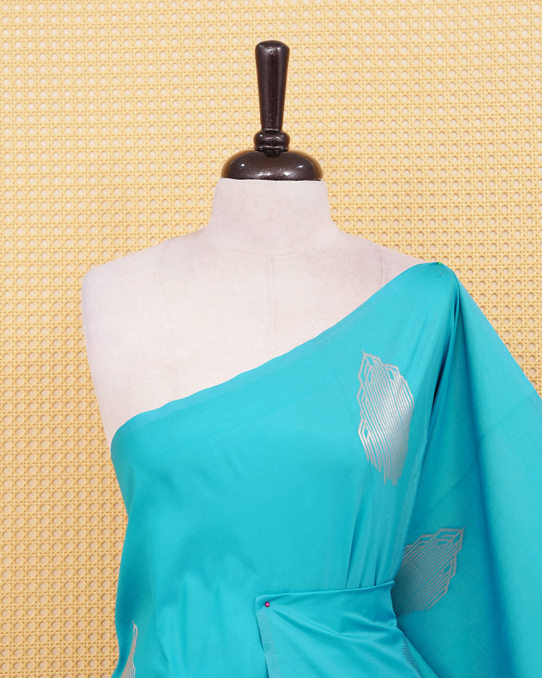 Cyan colour soft silk saree
