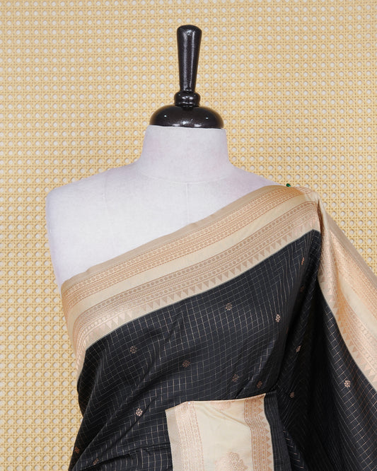 Black colour soft silk saree