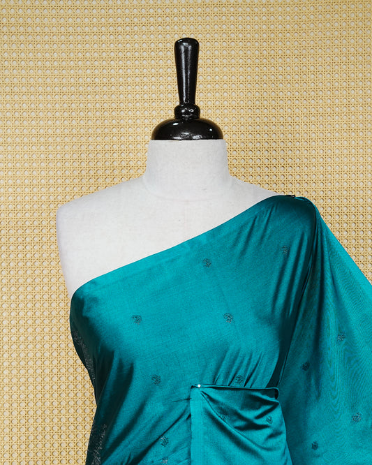 Peacock blue colour soft silk saree