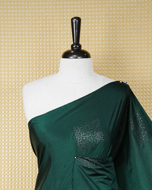 Deep forest green colour soft silk saree