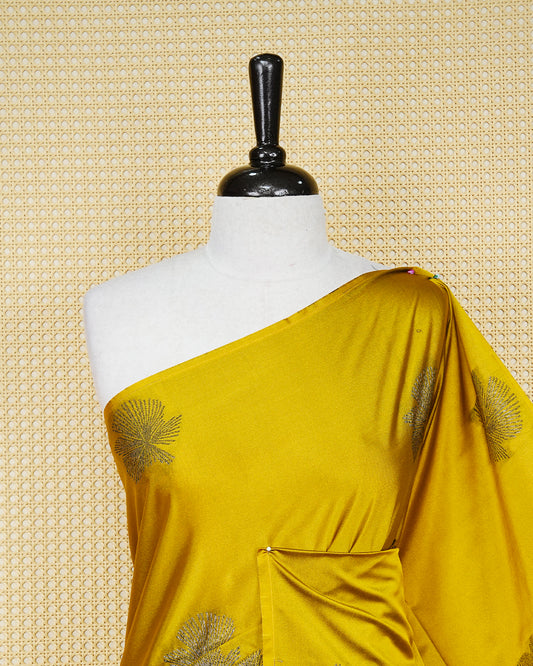 Golden olive colour soft silk saree