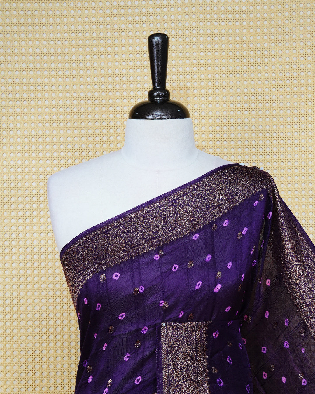 Purple Colour banaras bandhani saree