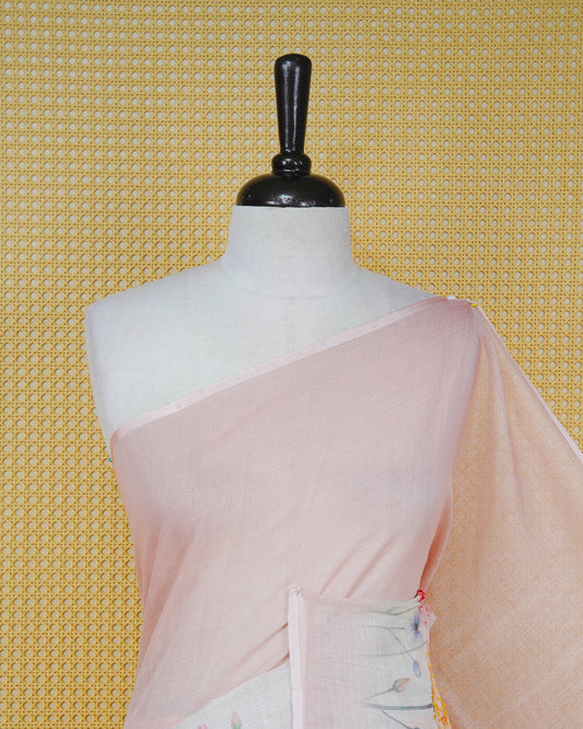 Peach colour linen tissue saree.