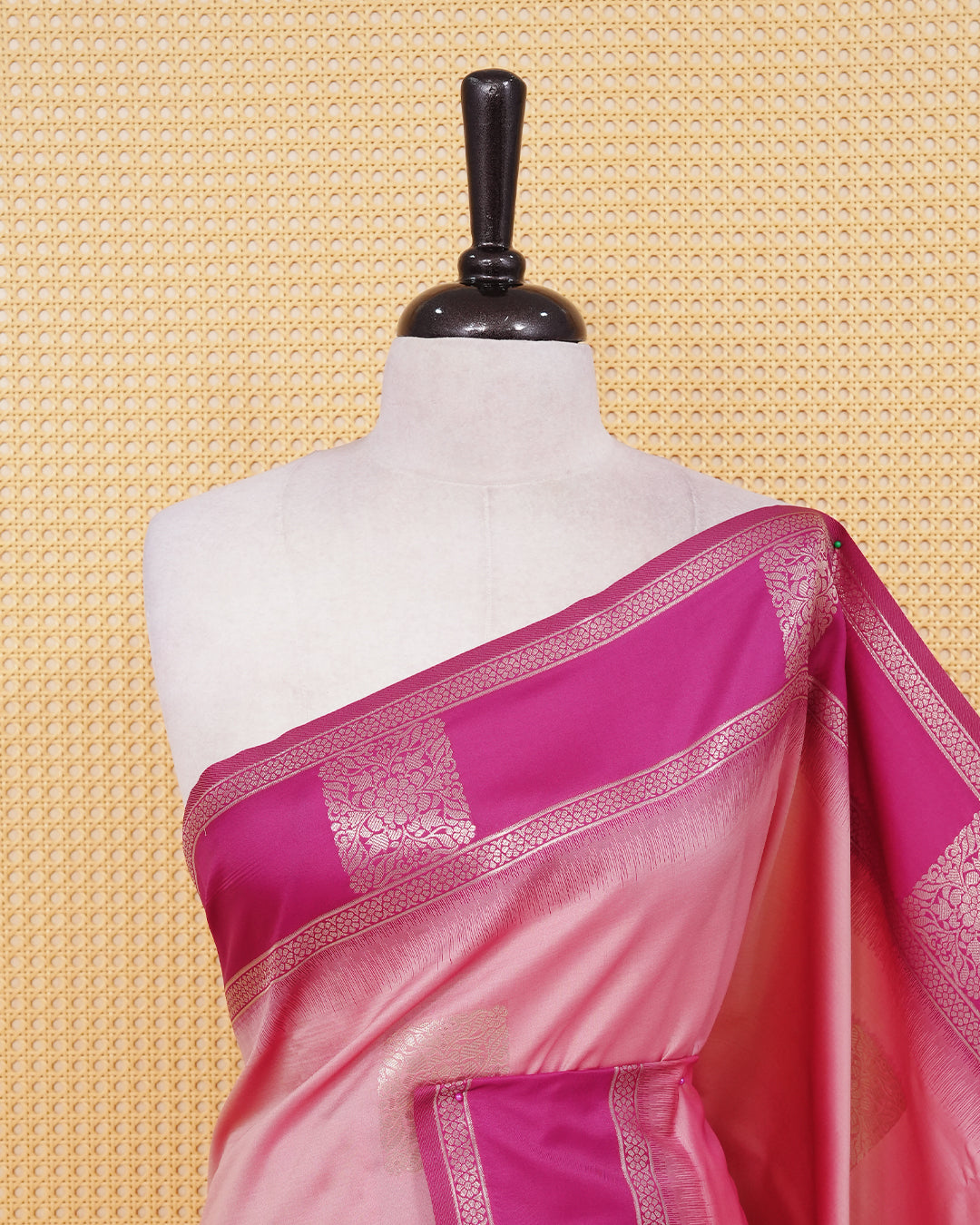 Pastel pink double shade colour soft silk saree